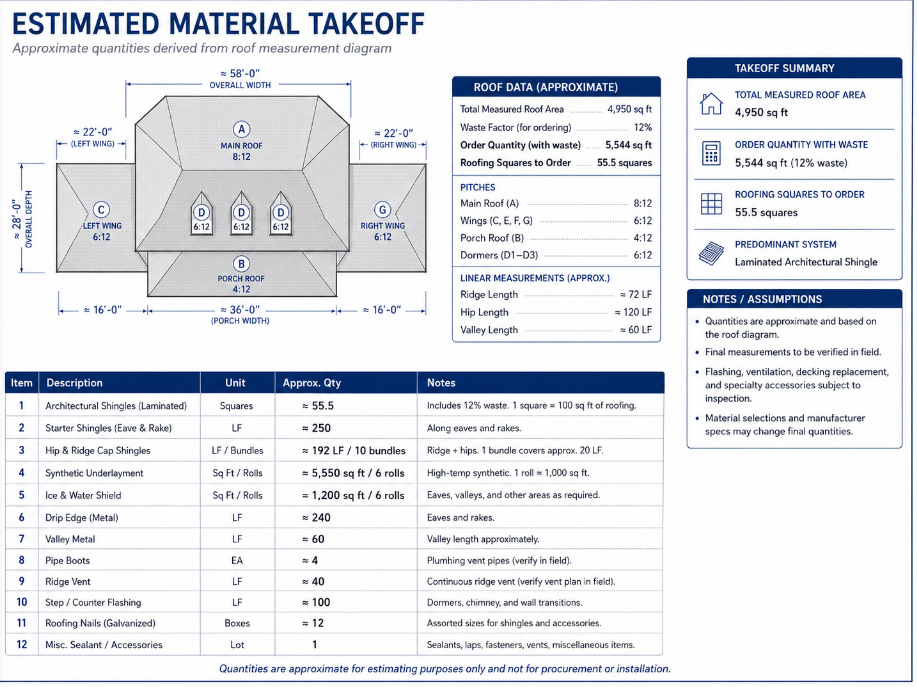 Material takeoff