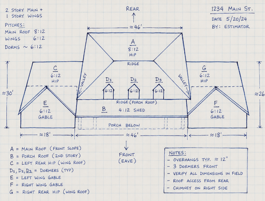 Graph-paper sketch